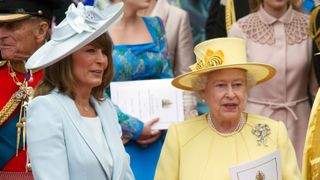 Carole Middleton and Queen Elizabeth attend the Royal Wedding of Prince William to Catherine Middleton at Westminster Abbey on April 29, 2011