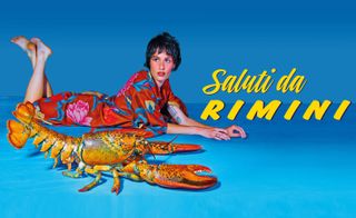 Woman with lobster poster for Rimini by duo ToiletPaper