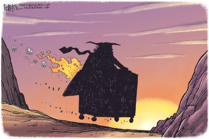 Political Cartoon U.S. Trump gone
