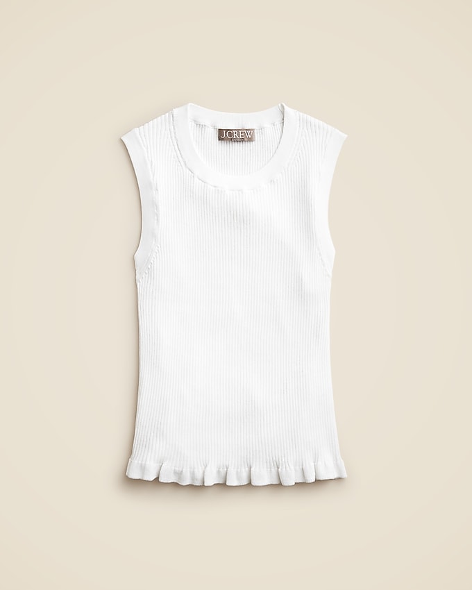 Ruffle-Trim Shell Tank Top in Premium Ultra-Fine Cotton