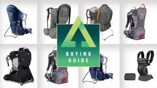Collage of six of the best child carriers on white background