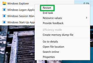 Restart Windows Explorer