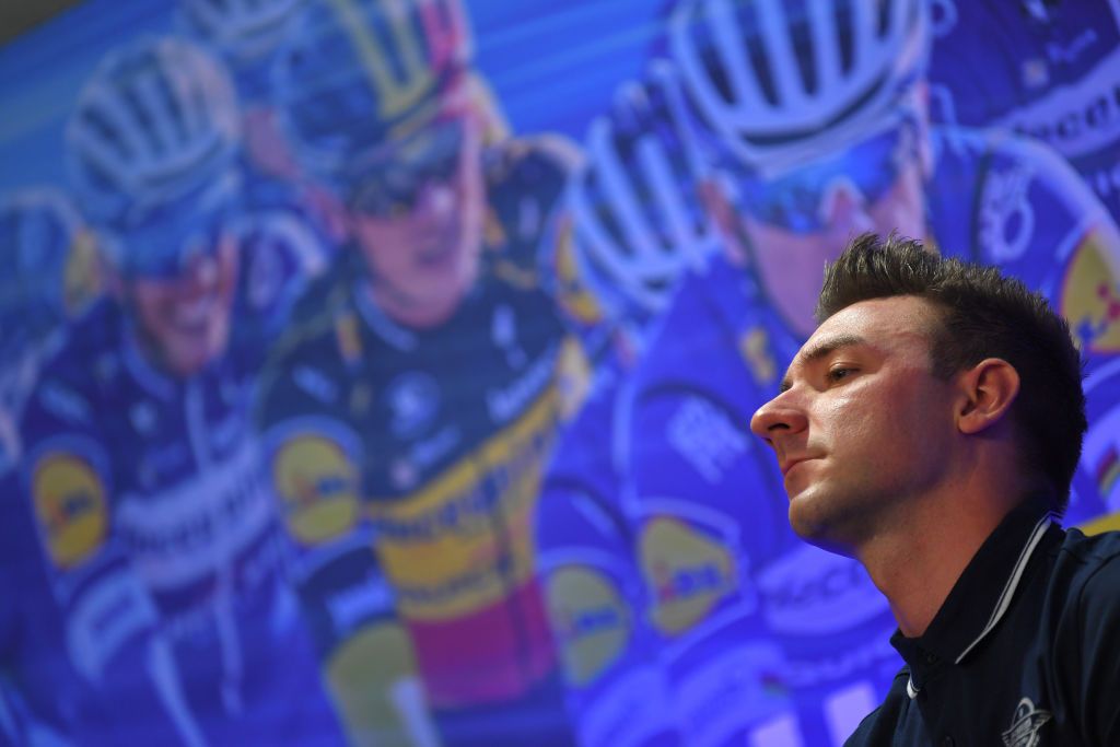 Elia Viviani at QuickStep's pre-Tour press conference