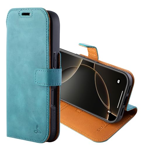 Snakehive Leather Wallet Case for Iphone 17 Pro / 18 Pro (teal)