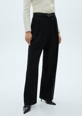 Mango Wideleg pleated trousers