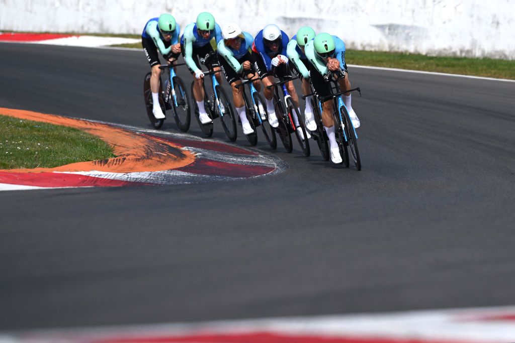 COULANGESLESNEVERS FRANCE MARCH 11 Felix Gall of Austria Bruno Armirail of France Stefan Bissegger of Switzerland Sander De Pestel of Belgium Oliver Naesen of Belgium Aurelien Paret Peintre of France Callum Scotson of Australia and Decathlon Ag2R La Mondiale Team compete during the 83rd Paris Nice 2025 Stage 3 a 284km team time trial stage from Circuit Nevers MagnyCours to Nevers UCIWT on March 11 2025 in CoulangeslesNevers France Photo by Dario BelingheriGetty Images