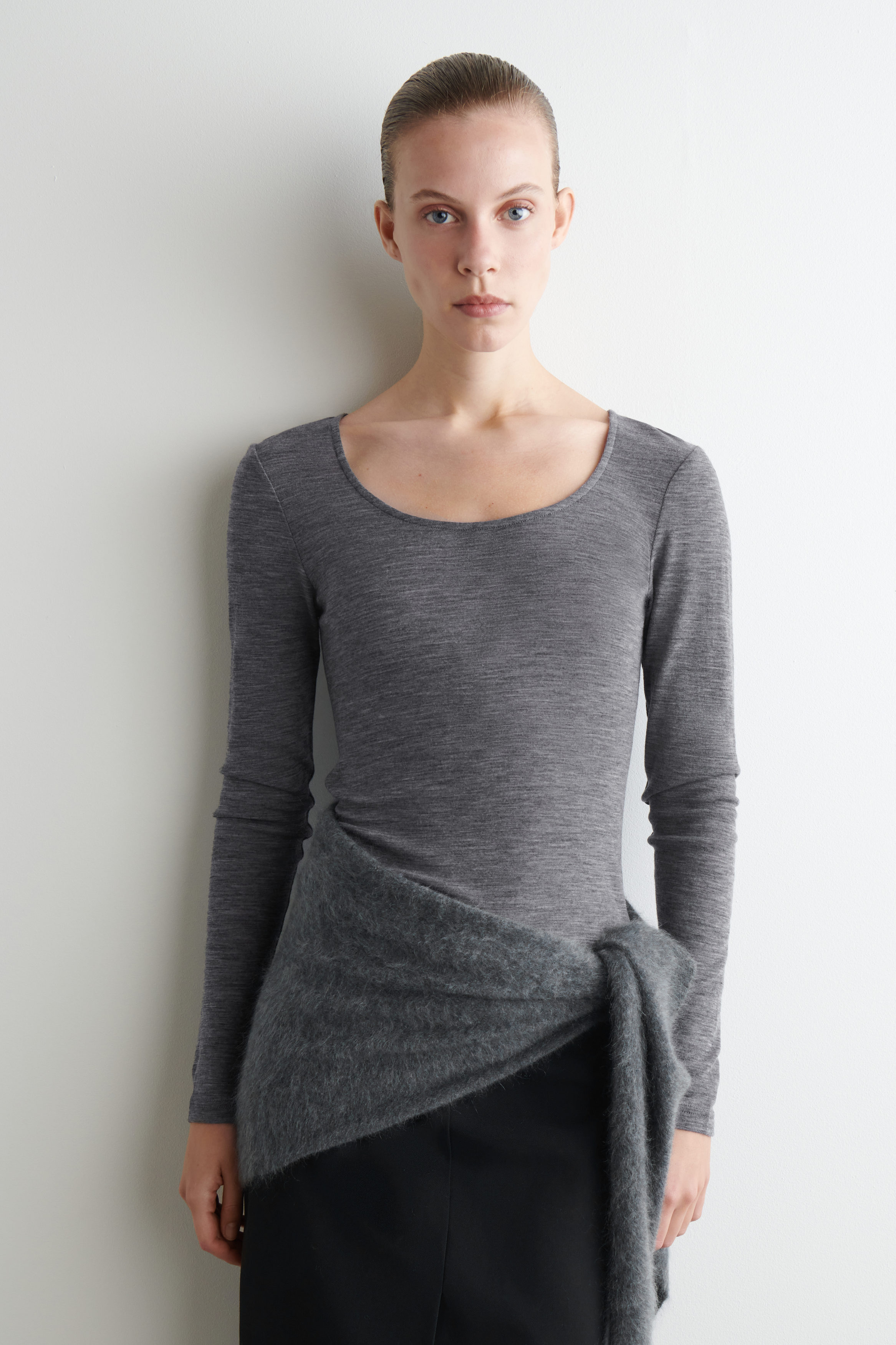 Merino Wool Scoop-Neck Top