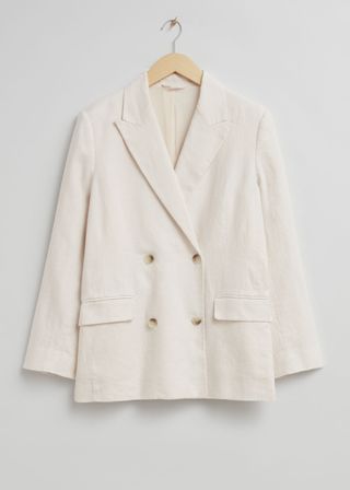 Relaxed Double-Breasted Linen Blazer