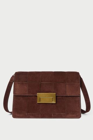 Loeffler Randall Delphine Espresso Woven Suede Crossbody