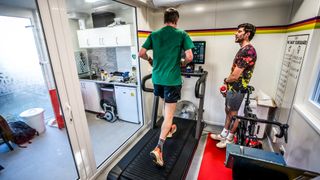 Testing the Reebok Howe long undershorts on a treadmil in a heat chamber