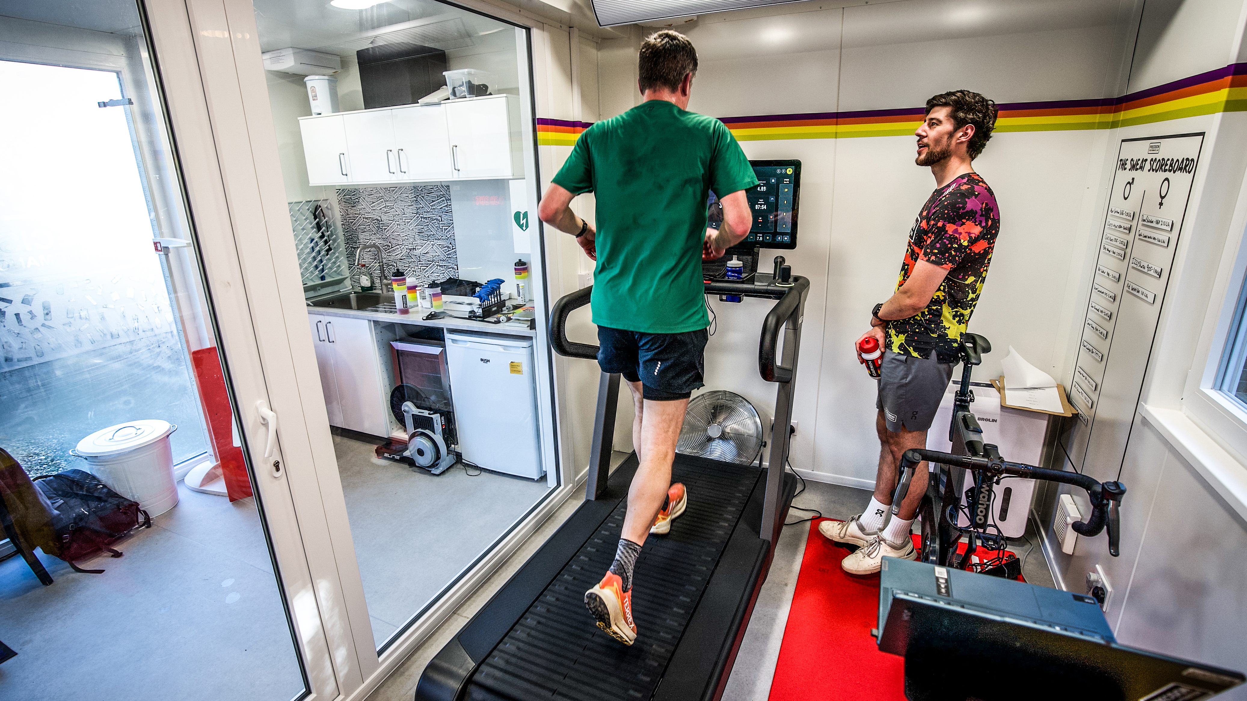 Testing the Reebok Howe long undershorts on a treadmil in a heat chamber