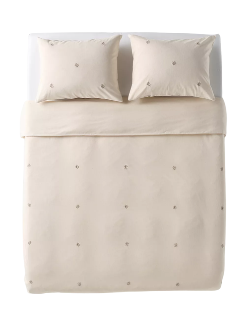 Olivia Cotton Linen Blend Floral Embroidered Duvet
