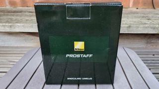 A photo of the box the Nikon Prostaff P7 8x42 is shipped in