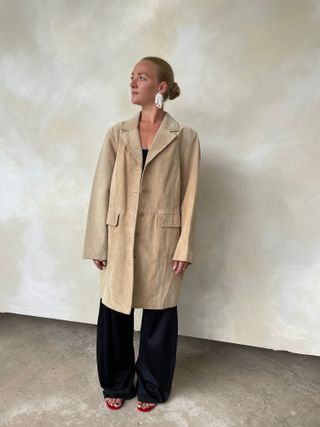 Vintage Beige Wildlederjacke - Fading | UK8-12