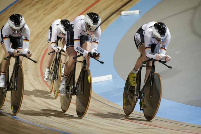 The four riders in the German women's team pursuit squad