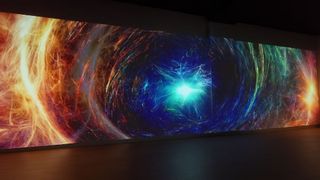 A massive digital wall provides an immersive space image.