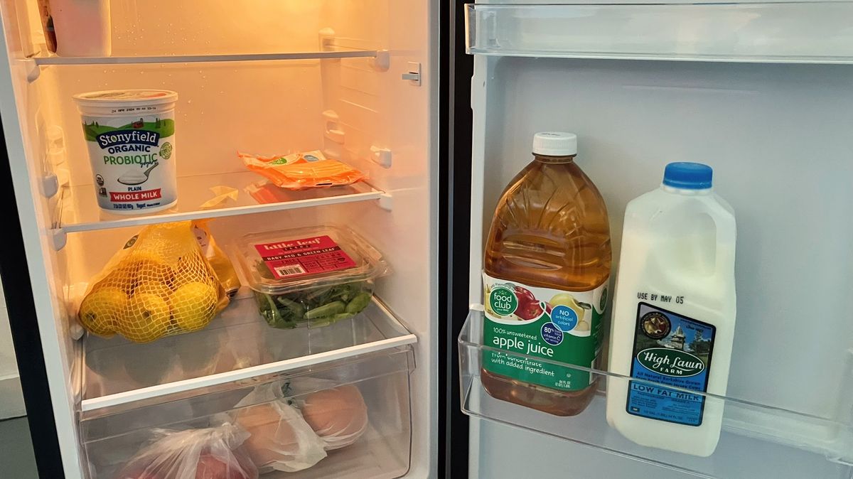 Hisense 4.4-cu ft Mini Fridge with Freezer being tested in writer's home