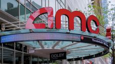 The exterior of an AMC movie theater is seen in Manhattan on May 1, 2025.