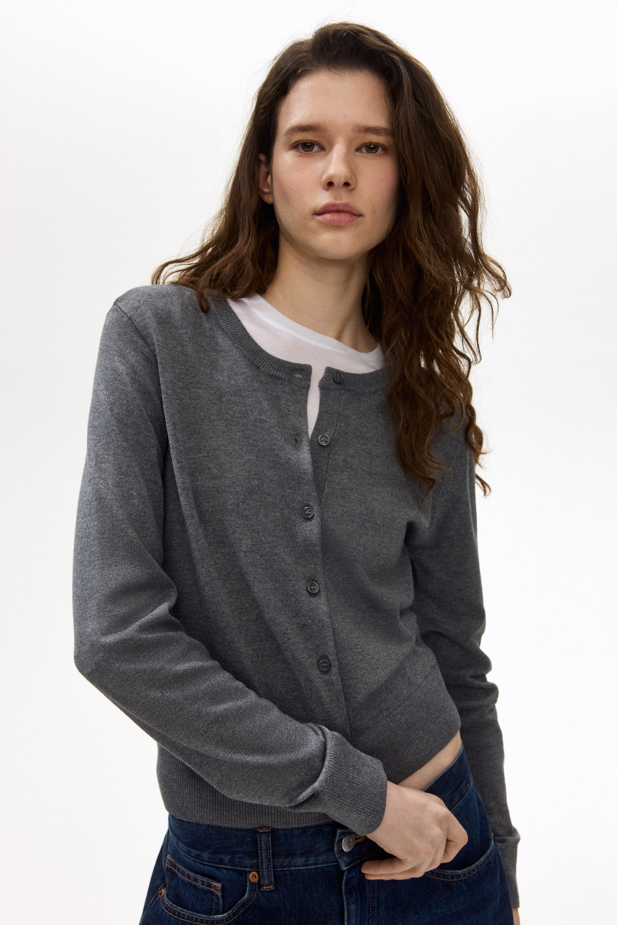 Fine-Knit Cardigan - Black