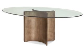 a wood and glass dining table