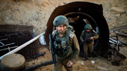 Israeli Defense Forces (IDF) exit the tunnel near the Erez border, 15 December 2023