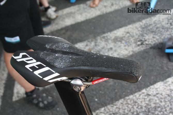 A customised Specialized saddle gives Martin the grip he needs to keep putting the power down