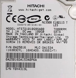 As tested our system had a 100GB 7200RPM Hitachi HTS721010G9SA00 hard drive with buffer cache size of 8MB and an average seek time of 10ms.