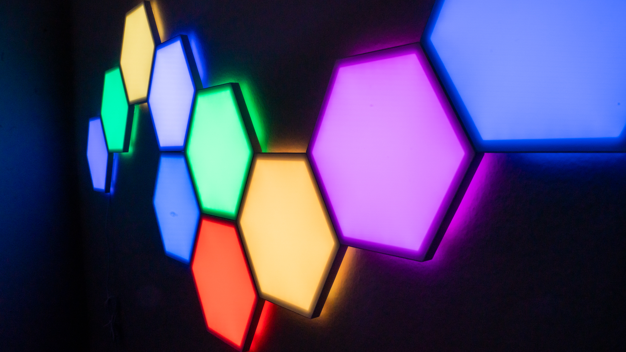 Govee Glide Hexa Light Panels displaying different colors