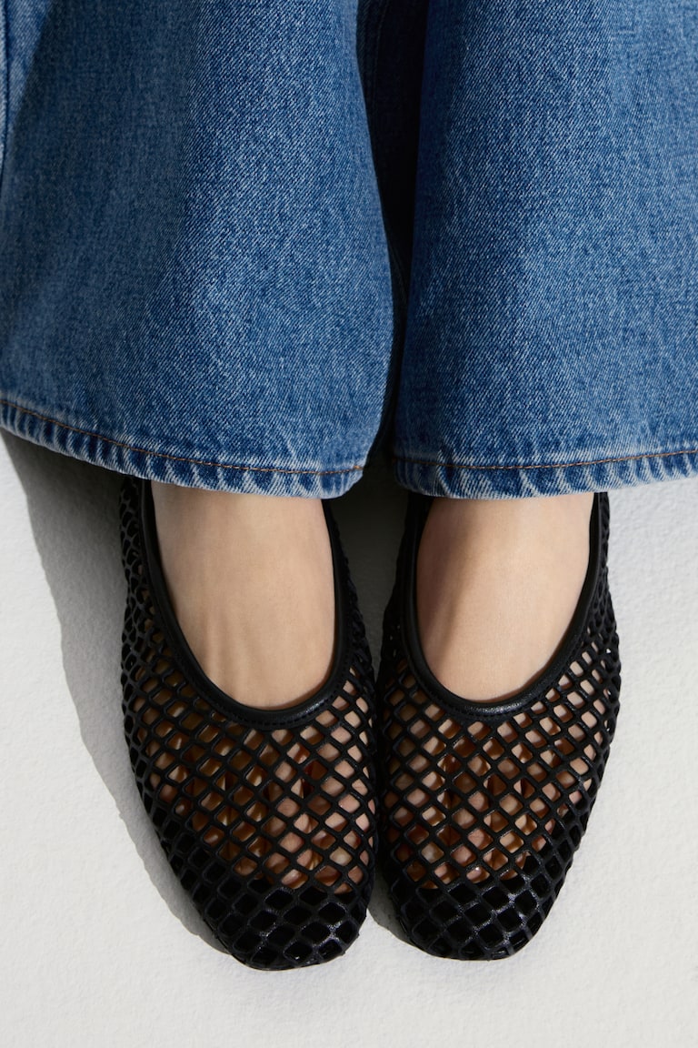 Perforated Leather Ballet Pumps