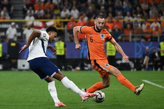 Ollie Watkins scores against the Netherlands at Euro 2024 for England