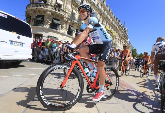 Sylvain Chavanel (Omega Pharma-QuickStep) awaits the start of stage 7 in Montpellier