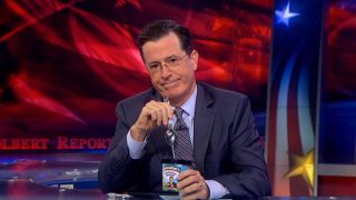 Stephen Colbert holding ice cream on The Colbert Report
