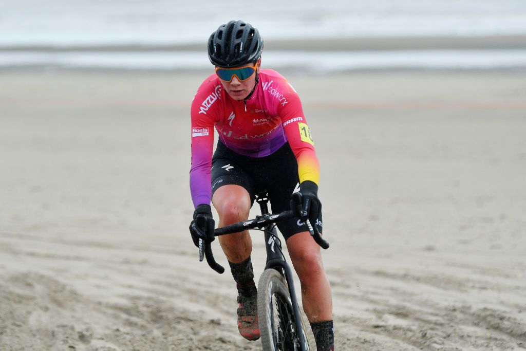 MIDDELKERKE BELGIUM JANUARY 08 Lotte Kopecky of Belgium competes during the 105th Belgian National Cyclocross Championships 2022 Womens Elite bkmiddelkerke on January 08 2022 in Middelkerke Belgium Photo by Luc ClaessenGetty Images