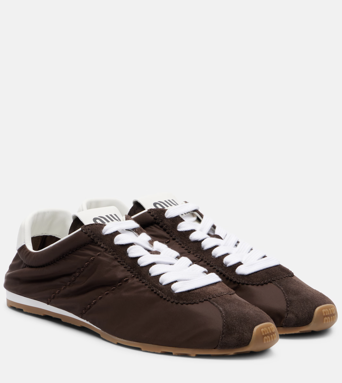 MiuMiu Plume suede-trimmed sneakers