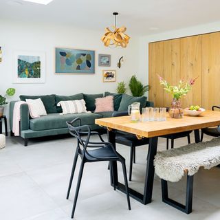 dining area with table and sofa