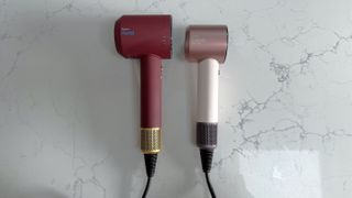 Dyson Supersonic Nural and Dyson Supersonic Travel hair dryers shown side by side