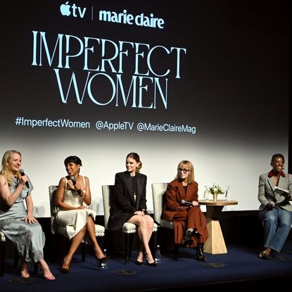 Elisabeth Moss, Kerry Washington, Kate Mara, Annie Weisman and Nikki Ogunnaike speak onstage during the Apple TV and Marie Claire tastemaker event celebrating the upcoming original series &ldquo;Imperfect Women,&rdquo; at the Crosby Street Hotel in New York City on March 17