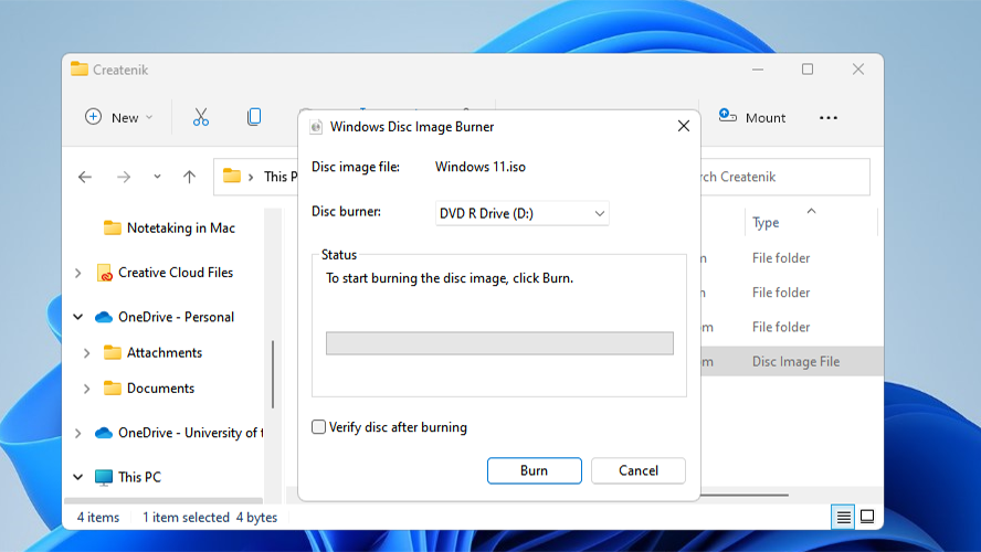 burn disc image file to usb drive