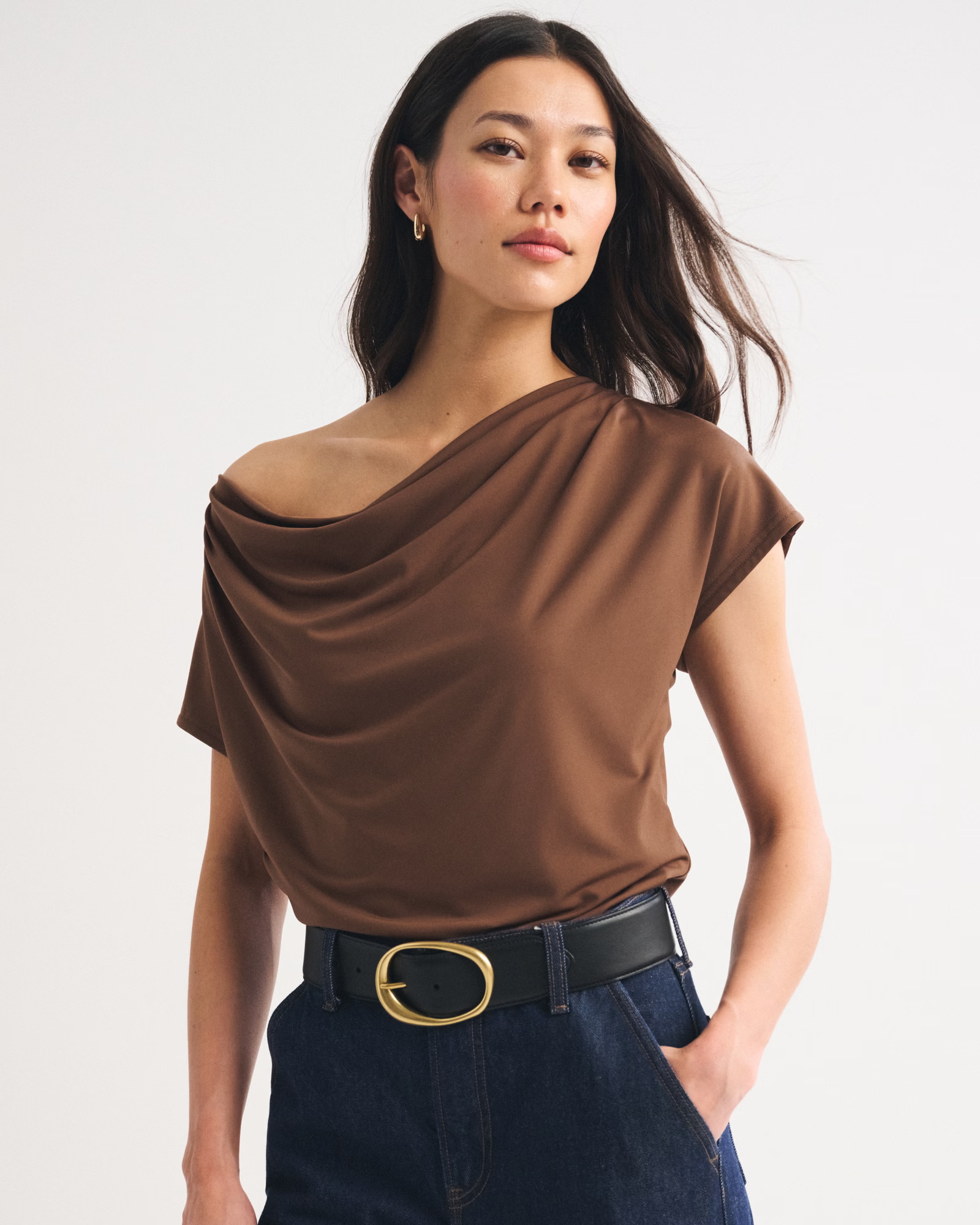 Abercrombie, Asymmetrical Draped Cowl Neck Top