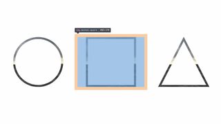 An image showing the outlines of a circle, square and triangle used as CSS masks for images of a seascape.