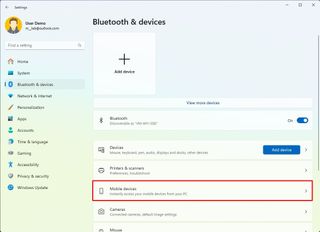 Open Mobile devices settings