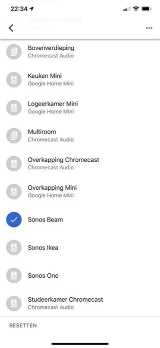 Sonos Beam Default Speaker Google Home Screenshot