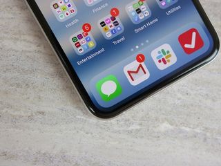 iMessage app icon on an iPhone XS