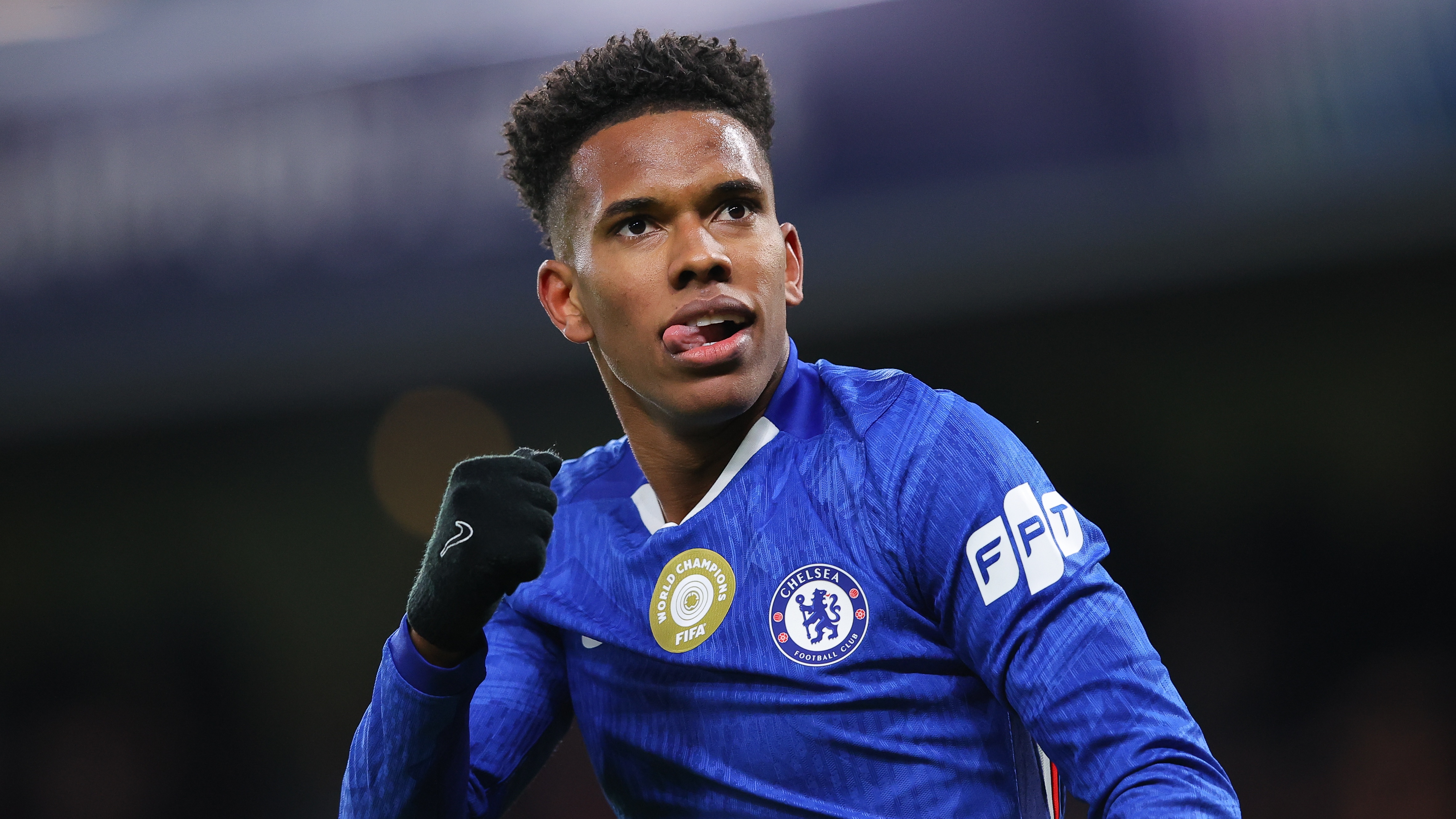 Estevao Willian of Chelsea celebrates after scoring their side&#039;s second goal during the UEFA Champions League 2025/26 League Phase MD5 match between Chelsea FC and FC Barcelona at Stamford Bridge on November 25, 2025 in London, England. 