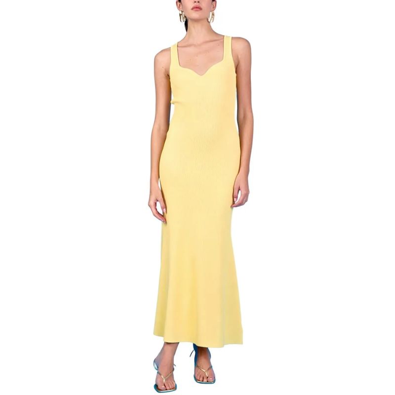 Sweetheart Neck Rib Maxi Dress on model 