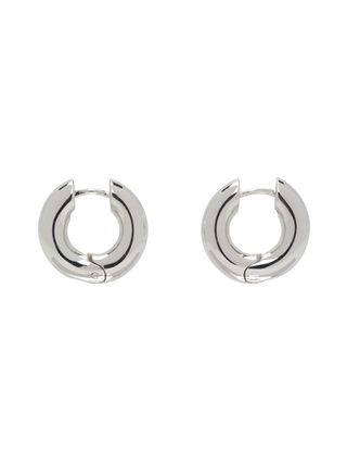 Silver Large Bagel Hoop Earrings