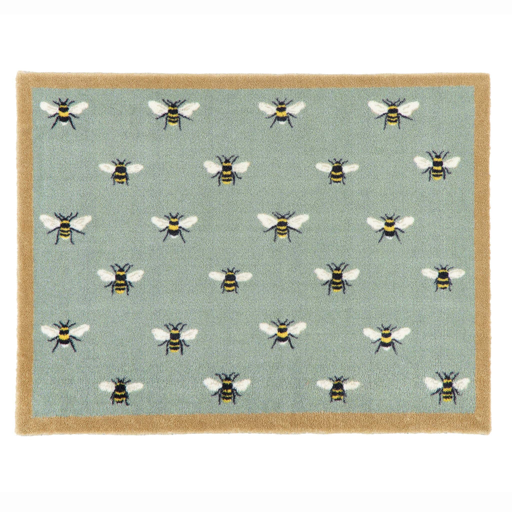 Aura Bees Teal Washable Doormat