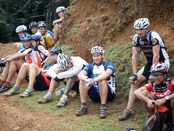 A few riders wait for their turn to start.