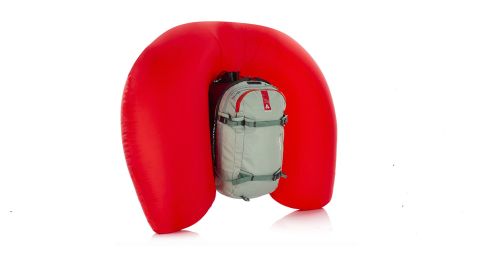 Arva Airbag Reactor Calgary 18 backpack with airbag inflated on white background