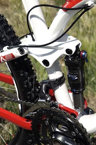 The Top Fuel 8's rocker link and Fox RP2 shock.